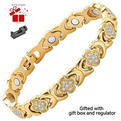 City Fashion Copper Bracelets for Women, Ultra Strength Magnetic Bracelet with 3800 Gauss Magnets & Sparkling Cubic Zirconia, Adjustable,Charm Bracelet Rhinestone Decorated Bangle