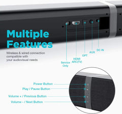 Bluetooth Sound Bar for TV, 50W Sound Bar with 4 Drivers and Remote Control, Home Audio TV Speakers Sound Bar with Arc/Optical/Aux Connect