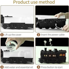 Train Shape Essential Oil Diffuser Humidifier, 2 Lighting Modes, Train Design Home Fragrance Diffuser, 300Ml, for Bedroom Desk