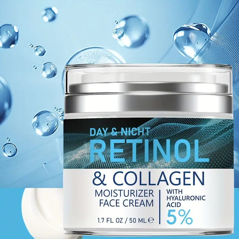 Day and Night Retinol & Collagen Moisturizer Face Cream W Hyaluronic Acid 1.7Oz