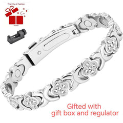 City Fashion Copper Bracelets for Women, Ultra Strength Magnetic Bracelet with 3800 Gauss Magnets & Sparkling Cubic Zirconia, Adjustable,Charm Bracelet Rhinestone Decorated Bangle