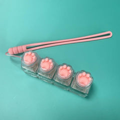 Relieving Stress Cat Paw Toy Mechanical Keyboard, with LED Lights on Cat Paw Crystal Keycaps, Transparent Design, Keyboard Keychain, Multi-Functional Useina