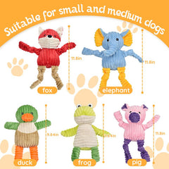 5 Pack Tough Dog Toys Stuffed Squeaky Dog Toys Assortment Plush Animal Dog Toy Value Bundle Puppy Pet Dog Toys for Small Medium Large Dogs