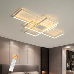 Modern Ceiling Light Dimmable LED Chandelier with Remote Control,50W 3-Layer Square Ceiling Lamp Acrylic Flush Mount Ceiling Lights Fixtures for Bedroom Dining Living Room Kitchen(White)