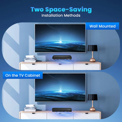 2.1Ch Small Sound Bar for TV, 60W Bluetooth Soundbar with Subwoofer & Remote Control, 5 EQ Modes, HDMI Arc/Optical/Aux/Usb, Home Theater Surround Sound System, 16.5 Inch