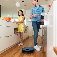 Dustin Wi-Fi Connected Self-Emptying Robot Vacuum and Mop, Navy