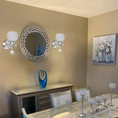 Silver Crystal Sconces - Modern Wall Lighting with Hanging Crystal Ball, Wall Mount Lamp for Bedroom, Living Room, Hallway