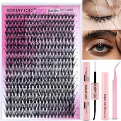 320PCS Lash Clusters DIY Lash Extensions Kit Individual Lashes Clusters 40D D Curl Eyelash Extension Kit with Applicator and Lash Bond & Seal, Lash Tweezers, Clusters Lash Glue Remover Mix 9-16Mm (40D-320 KIT)