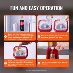 VEVOR Slushy Machine for Home, 32Oz Tank Home-Use Margarita Machine, Smoothie Frozen Drink Maker with Food-Grade Materials, Slushie Machine for Home DIY, Kids Parties, Red