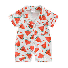 Infant Summer Pajamas for Newborns - Button Down Romper Sleepwear for Boys and Girls