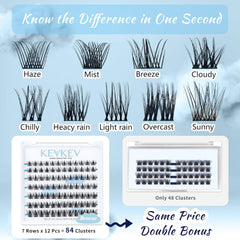 Lash Clusters 84 Pcs Cluster Lashes Eyelash Clusters DIY Cluster Eyelash Extensions Individual Lashes Soft and Comfortable (Cloudy,C-14Mm)