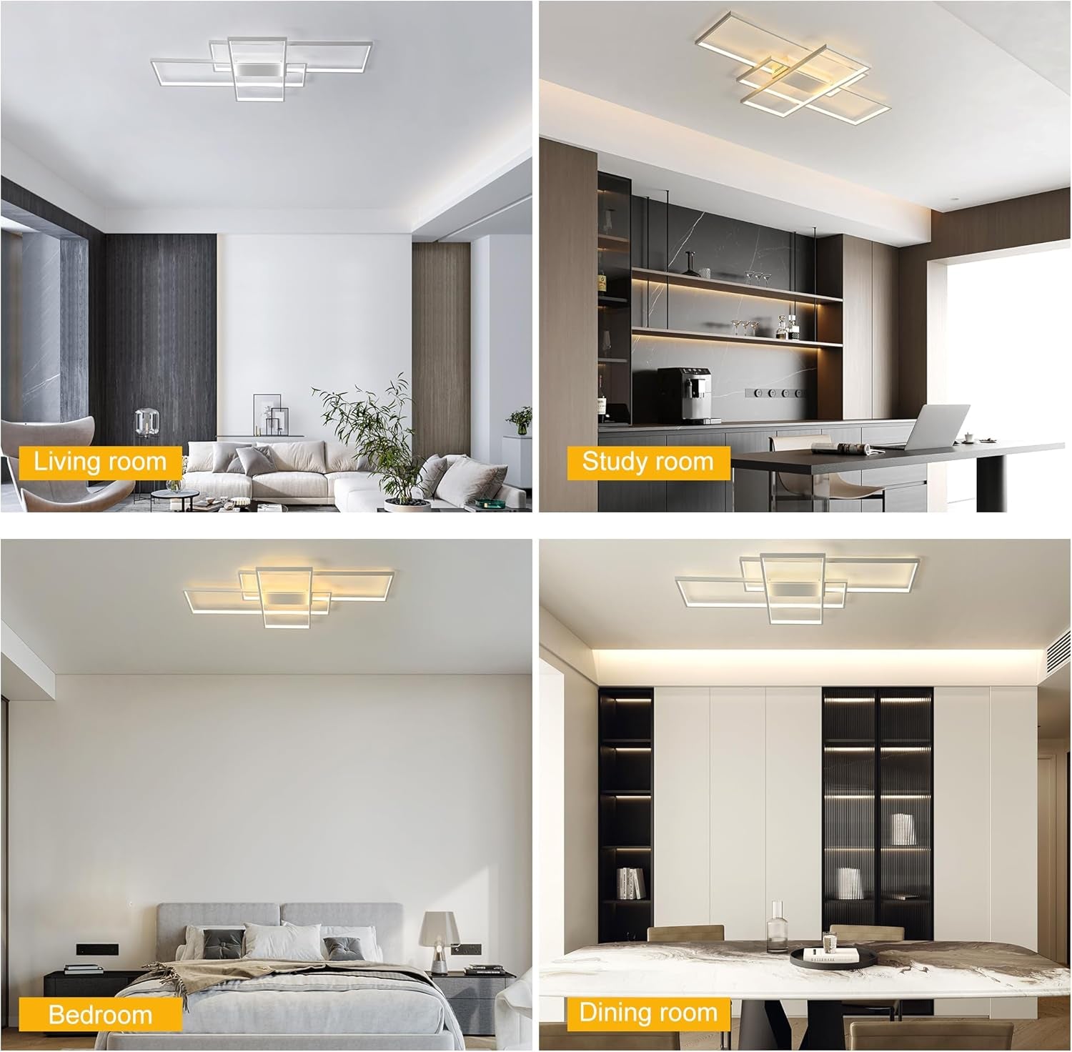 Modern Ceiling Light Dimmable LED Chandelier with Remote Control,50W 3-Layer Square Ceiling Lamp Acrylic Flush Mount Ceiling Lights Fixtures for Bedroom Dining Living Room Kitchen(White)