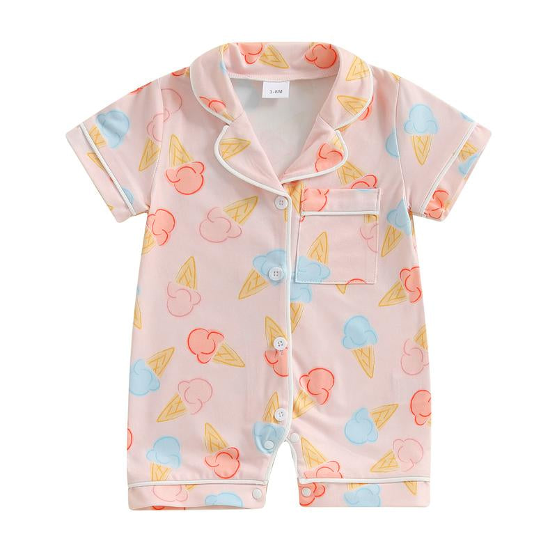 Infant Summer Pajamas for Newborns - Button Down Romper Sleepwear for Boys and Girls