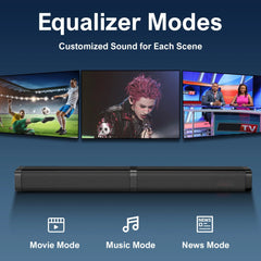 2 in 1 Separable Sound Bars for TV, Bluetooth 5.0 Surround Sound System for TV Wireless Connect, 37 Inch Soundbar for Home Theater, Arc/Optical/Usb Cables & Remote TV Speakers, Wall Mountable