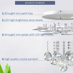 Modern Ceiling Light,Crystal Flush Mount LED Chandelier Ceiling Flower Lamp with Remote Control for Living Room,Bedroom,Hall,Dining Room,Etc.31.5″/72W/16 Heads…
