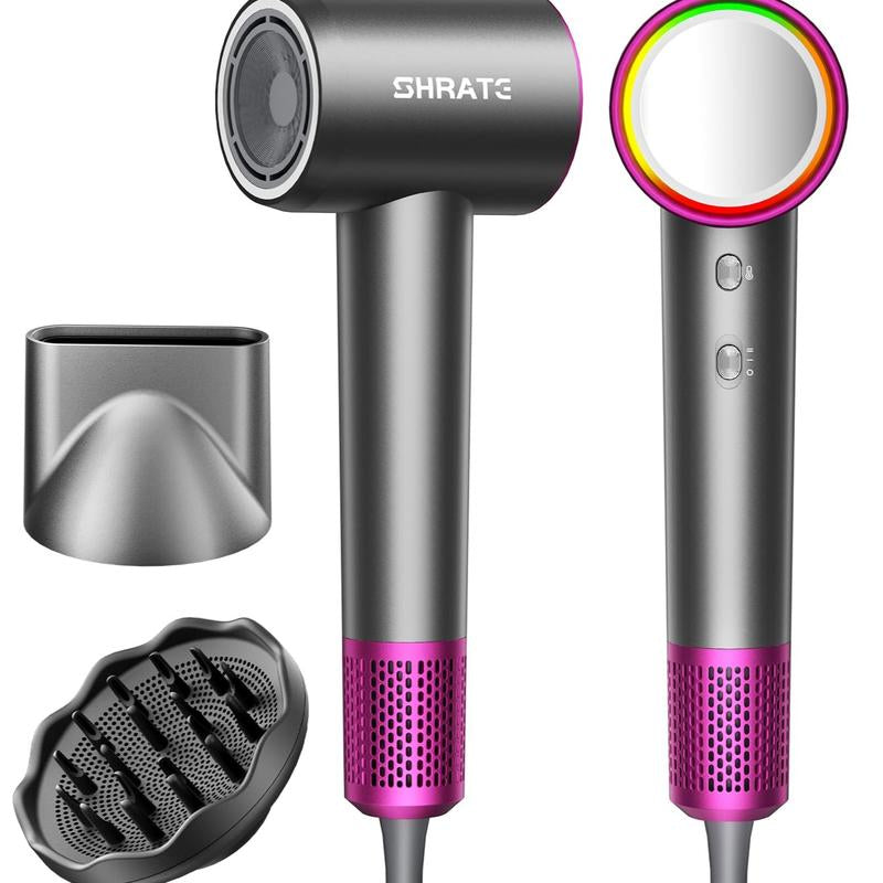 SHRATE Ultra-Fast Hair Dryer with 500 Million Negative Ions Magnetic Diffuser 1400W Power 160000 RPM Low Noise 5X Faster Drying Portable Lightweight Ergonomic Design