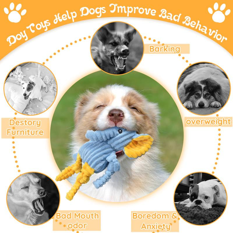 5 Pack Tough Dog Toys Stuffed Squeaky Dog Toys Assortment Plush Animal Dog Toy Value Bundle Puppy Pet Dog Toys for Small Medium Large Dogs
