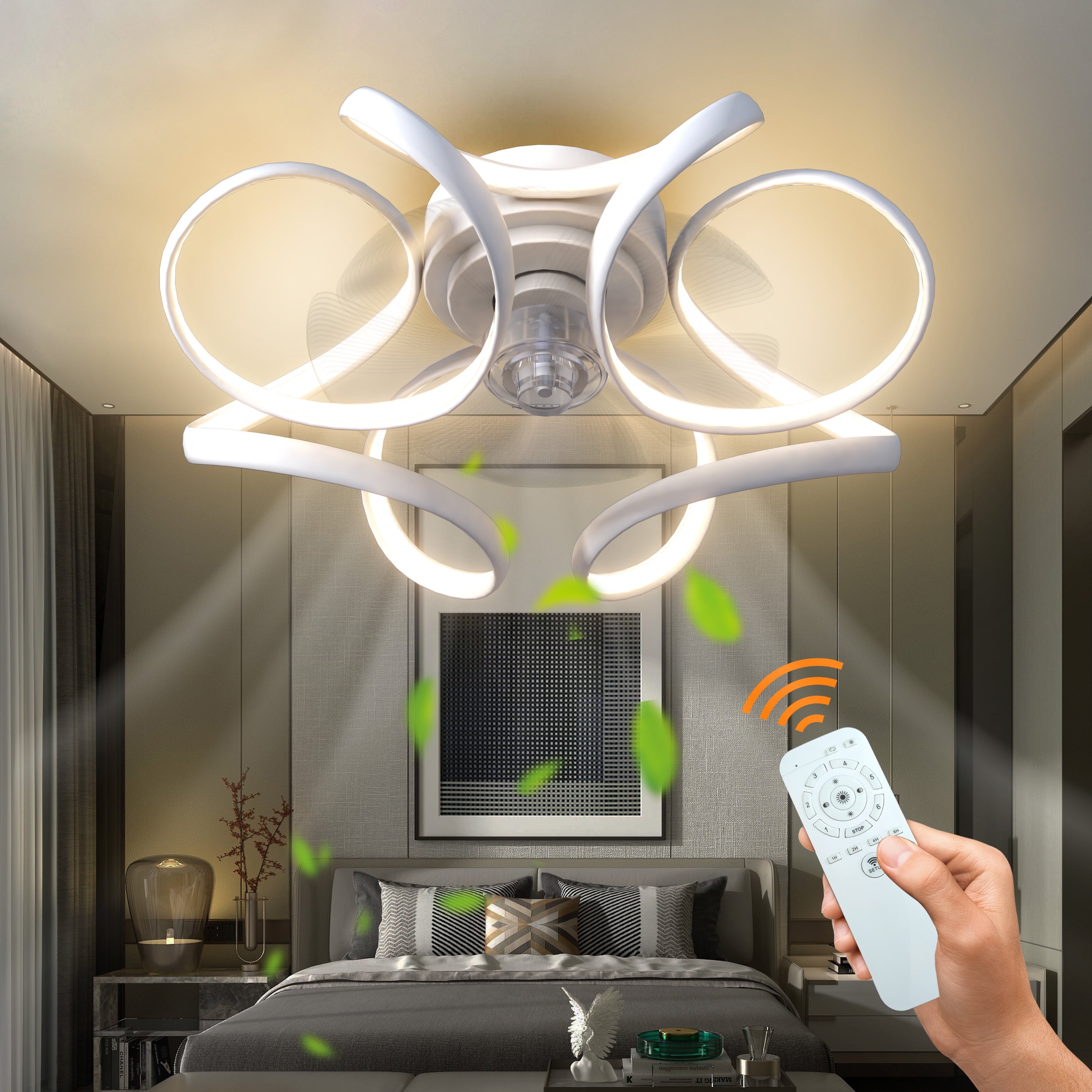 Acrylic Modern Smart Light Flush Mount Indoor, Outdoor Ceiling Fan with Remote Control