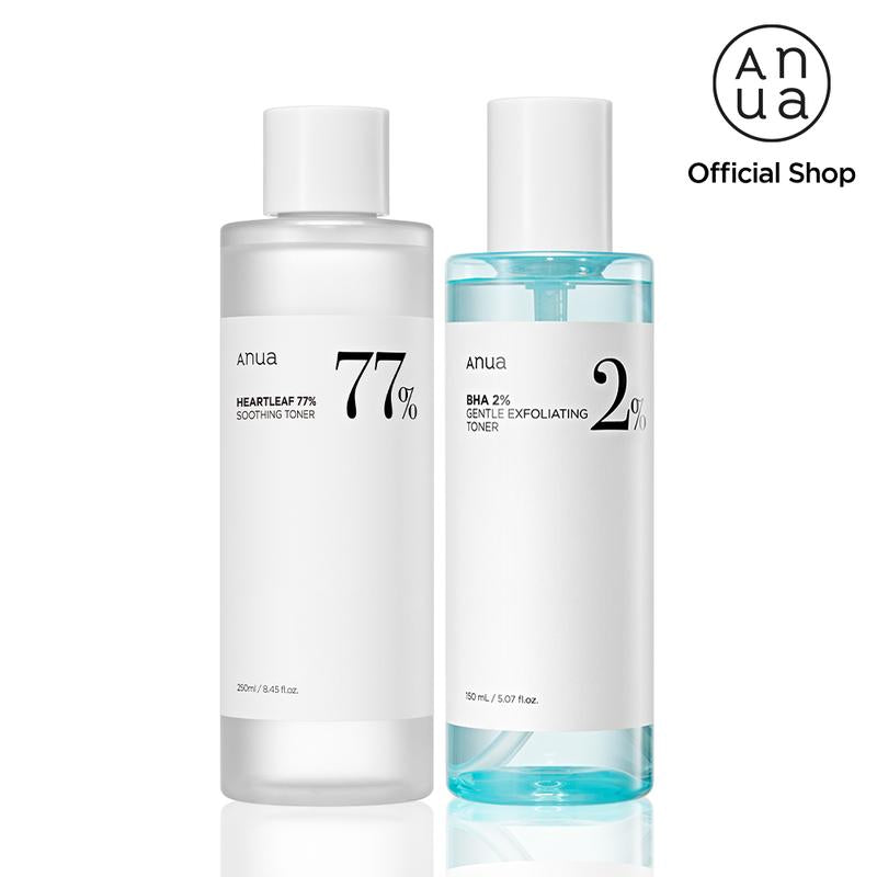 [Anua Official Shop] ANUA Toner Duo (Soothing Toner + BHA Toner)｜Acne Safe Skin Care Set, Chemical Exfoliant, Mild Exfoliate for Oily & Sensitive