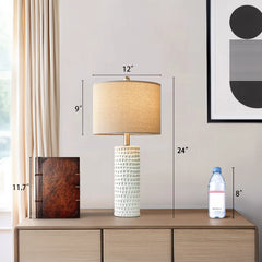 Ceramic Table Lamp Set of 2 24" White Contemporary Bedside Nightstand Lamps for Bedroom Living Room