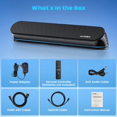 2.1Ch Small Sound Bar for TV, 60W Bluetooth Soundbar with Subwoofer & Remote Control, 5 EQ Modes, HDMI Arc/Optical/Aux/Usb, Home Theater Surround Sound System, 16.5 Inch