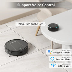 Robot Vacuum and Mop Combo, Vacuum Cleaner with 3000Pa Suction, 4400Mah Battery, App/Remote/Voice Control,Ideal for Pet Hair C2