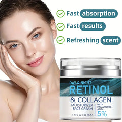 Day and Night Retinol & Collagen Moisturizer Face Cream W Hyaluronic Acid 1.7Oz