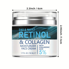 Day and Night Retinol & Collagen Moisturizer Face Cream W Hyaluronic Acid 1.7Oz