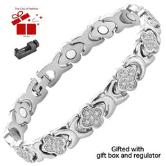 City Fashion Copper Bracelets for Women, Ultra Strength Magnetic Bracelet with 3800 Gauss Magnets & Sparkling Cubic Zirconia, Adjustable,Charm Bracelet Rhinestone Decorated Bangle