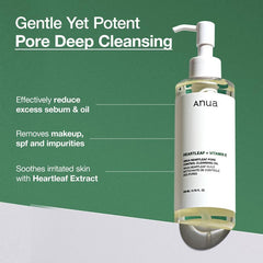[Anua Official Shop] Heartleaf Pore Control Cleansing Oil 6.76 Fl Oz. (200Ml) ｜Hypoallergenic Makeup Remover, Facial Oil Cleanser, Face Wash, Korean Skincare, Gentle