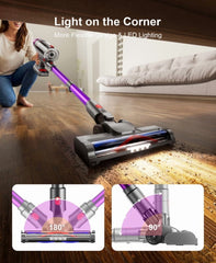 Cordless Vacuum Cleaner - 45000Pa 550W 55Mins 2600Mah Lightweight Stick Vacuum Cleaners for Home Pet Hair Carpet Floor Purple