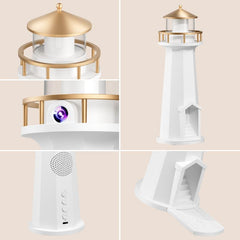 Lighthouse Ambient Lamp with Bluetooth Speaker, Support Wireless Phone Charging, Music Playing and with Moon Projection, Multi-Color Dimmable Night Light Unique Gift for Bedroom & Home Décor
