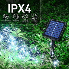 2-Pack Solar-Powered Copper Wire String Lights, 72 Feet (200 Leds), 8 Modes, Perfect for Outdoor Gardens, Parties, Weddings, Courtyards, Halloween, Christmas Decorations, Camping Essentials Fairy String Lights