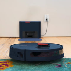 Dustin Wi-Fi Connected Self-Emptying Robot Vacuum and Mop, Navy