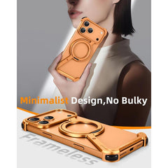 Oatsbasf Phone Case for Iphone 17 Pro/Pro Max/17 Air with 360 ° Rotatable Stand Metal Frameless Magsafe Protective Shockproof