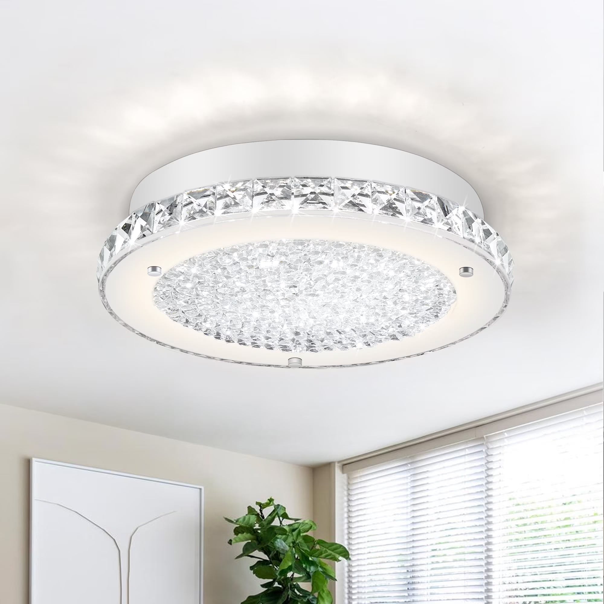 LED Kitchen Light Fixture for Ceiling Light Fixture,11 Inch Crystal Ceiling Light for Bathroom Hallway Living Room Dimmable 4000K Super Bright