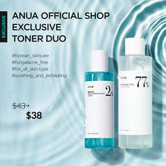 [Anua Official Shop] ANUA Toner Duo (Soothing Toner + BHA Toner)｜Acne Safe Skin Care Set, Chemical Exfoliant, Mild Exfoliate for Oily & Sensitive