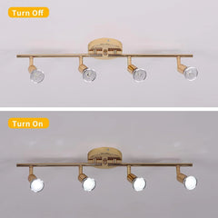 Modern 4-Light Track Lighting Kit, Flush Mount Wall/Ceiling Spot Lights Fixture, LED Track Light with Gold Flexibly Rotatable Light Head for Kitchen Living Room, 4×GU10 Bulb (Included)