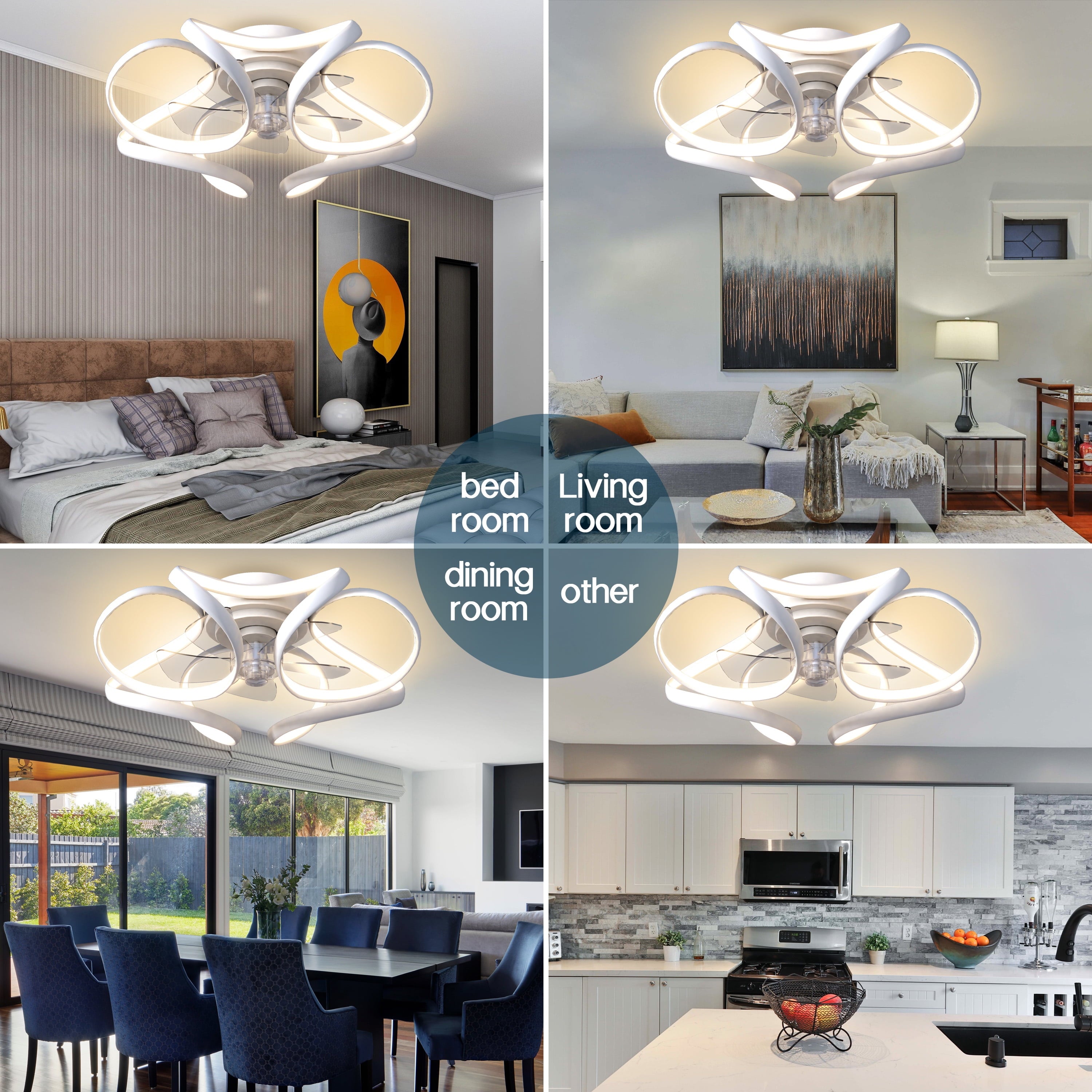 Acrylic Modern Smart Light Flush Mount Indoor, Outdoor Ceiling Fan with Remote Control