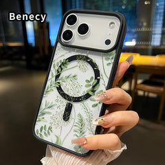 Magnetic Soft Case for Iphone 17 Pro Max 17 Air Non-Yellowing Drop Protection Transparent Acrylic Forest Full of Stars Pattern Shockproof Silicone Cover Supports Wireless Charging