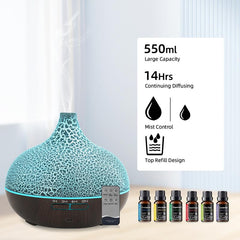 Air Humidifier and Essential Oil Diffuser Combo, Ultrasonic Cool Mist Humidifier for Large Room Bedroom, Remote Control, Ultra Quiet, Auto Shut-Off