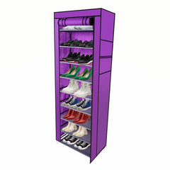Room-Saving 10-Layers 9 Lattices Non-Woven Fabric Shoe Rack