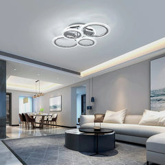 Modern Ceiling Light 58W Dimmable Flush Mount LED Ceiling Lamp 4 Rings Acrylic Ceiling Chandelier for Living Room Dining Room Bedroom,Chrome