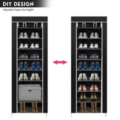 Room-Saving 10-Layers 9 Lattices Non-Woven Fabric Shoe Rack