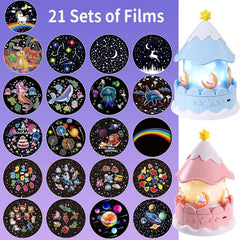 21 Sets of Films Projector Night Light for Kids, Star Projector for Bedroom, Ceiling, Kids Night Light with 360° Rotation Dimmable for Girls Boys, Birthday, Christmas, Nursery, Room Decor