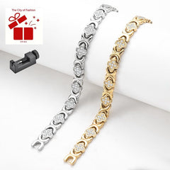 City Fashion Copper Bracelets for Women, Ultra Strength Magnetic Bracelet with 3800 Gauss Magnets & Sparkling Cubic Zirconia, Adjustable,Charm Bracelet Rhinestone Decorated Bangle