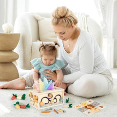Baby Tissue Box Toy - Wooden Montessori Toys , Educational Baby Toys for Preschool Learning Fine Motor Skills, Activity Cube Sensory, Multifunctional Stuffers Learning Toy